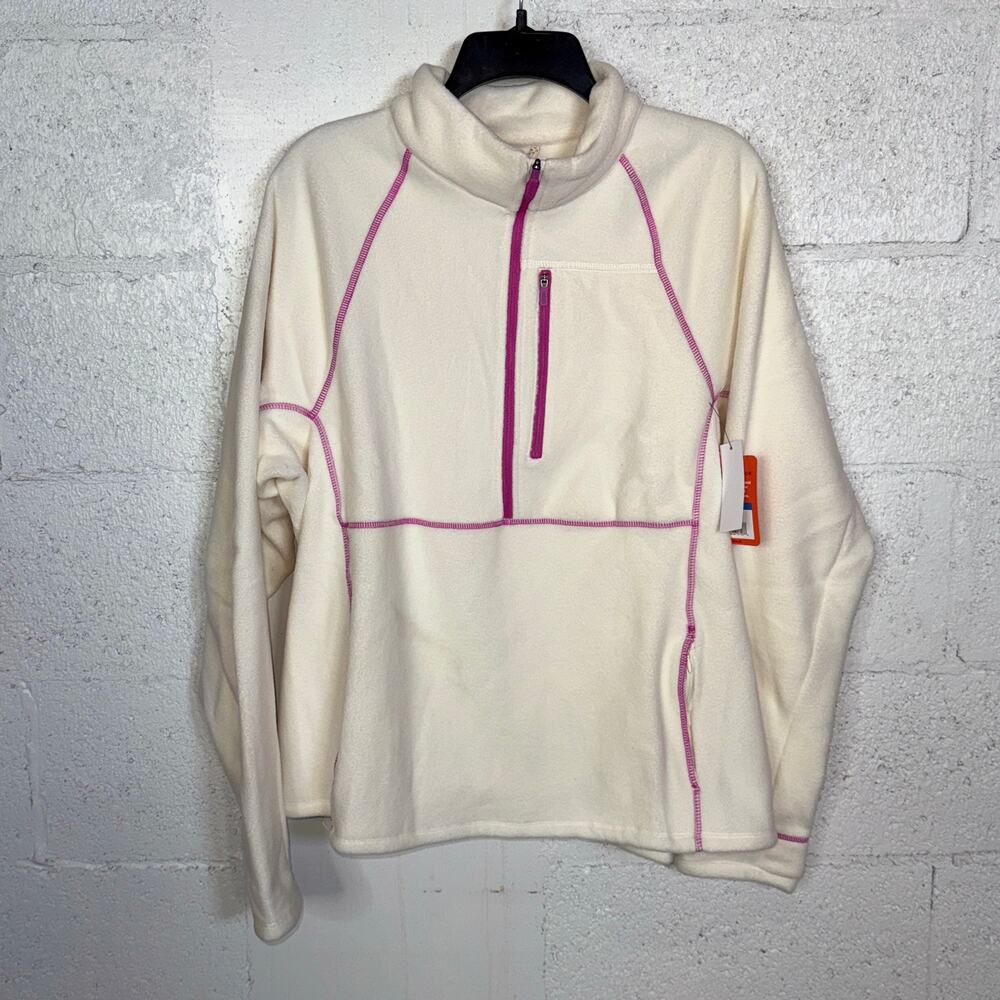 Bass Outdoor Women's Half-Zip Long-Sleeve Fleece - Gardenia white XL $60